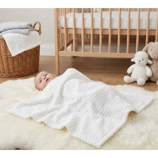 Paturica din jacquard pentru bebelusi Snuggle Baby - alba