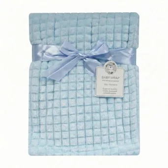 Paturica din jacquard pentru bebelusi Snuggle Baby bleu 75x90 cm