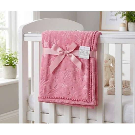 Paturica pentru bebelusi 75x90 cm Soft Touch - roz inchis