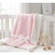 Paturica pufoasa tricotata cu 2 fete Soft Touch - alb si roz
