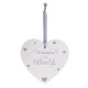 Placuta decorativa din lemn inimioara Hugs & Kisses Welcome Baby 14x13 cm