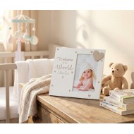 Rama foto din lemn Hugs & Kisses Welcome Baby alba