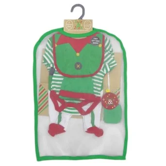 Set cadou hainute Craciun 5 piese si punga cadou - model Elf