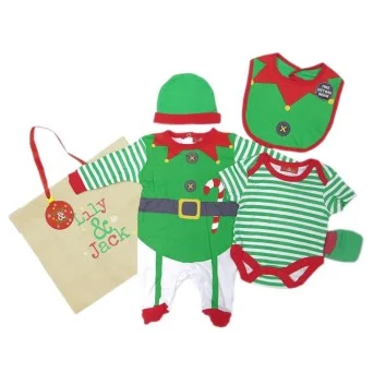 Set cadou hainute Craciun 5 piese si punga cadou - model Elf