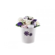 Buchet de flori mov din hainute pentru fetite - 7 piese