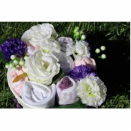 Buchet de flori mov din hainute pentru fetite - 7 piese