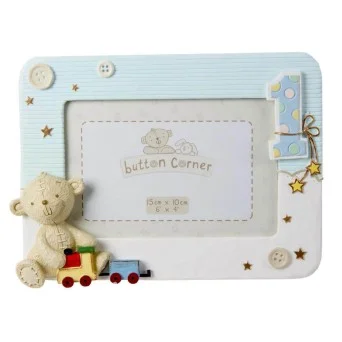 Button Corner - Rama foto bleu My First Birthday