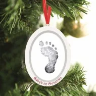 Pearhead - Kit rama foto ovala cu amprenta din cerneala Baby's First Christmas