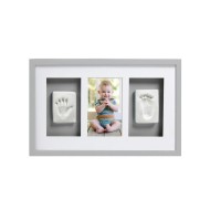 Pearhead - Kit rama foto simpla cu amprenta mulaj manuta si piciorus - gri