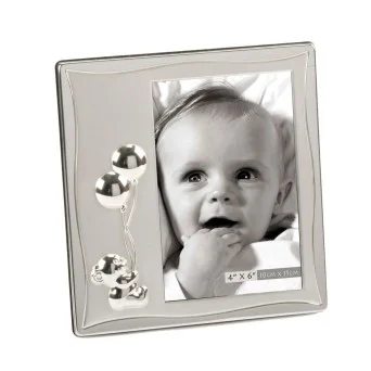 Rama foto argintata ursulet cu baloane