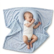 Paturica pufoasa bebe Mother's Choice bleu cu 2 fete