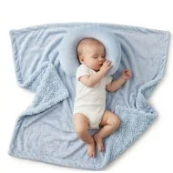 Paturica pufoasa bebe Mother's Choice bleu cu 2 fete