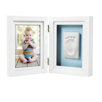 Pearhead - Kit rama foto dubla cu amprenta mulaj manuta sau piciorus - alba