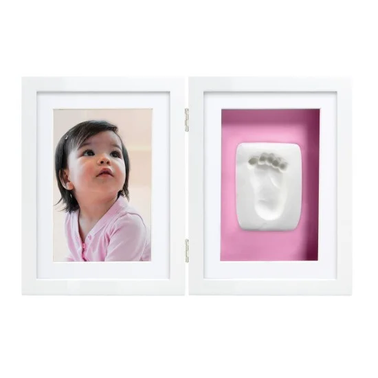 Pearhead - Kit rama foto dubla cu amprenta mulaj manuta sau piciorus - alba krbaby.ro