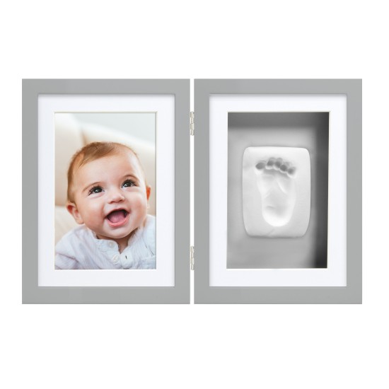 Pearhead - Kit rama foto dubla cu amprenta mulaj manuta sau piciorus - gri krbaby.ro
