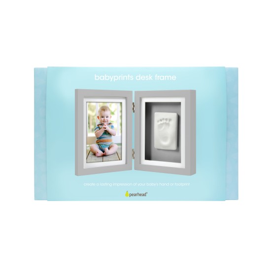 Pearhead - Kit rama foto dubla cu amprenta mulaj manuta sau piciorus - gri krbaby.ro