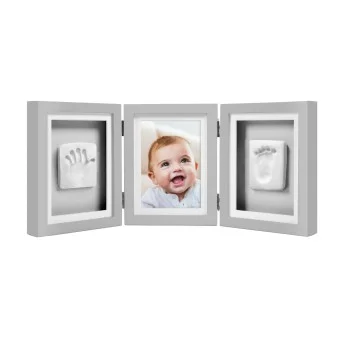 Pearhead - Kit rama foto tripla gri cu amprente manuta si piciorus