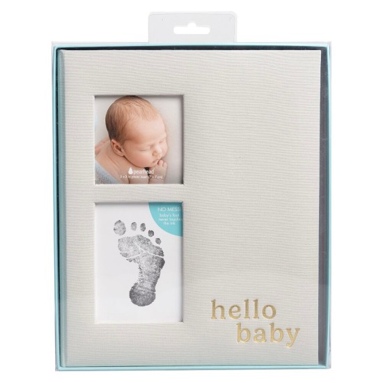 Caietul bebelusului cu amprenta cerneala gri Hello Baby Pearhead