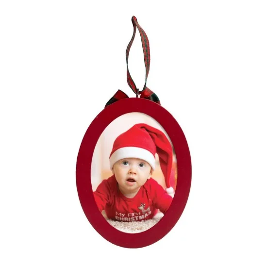 Kit rama foto ovala rosie cu amprenta din cerneala First Christmas Pearhead