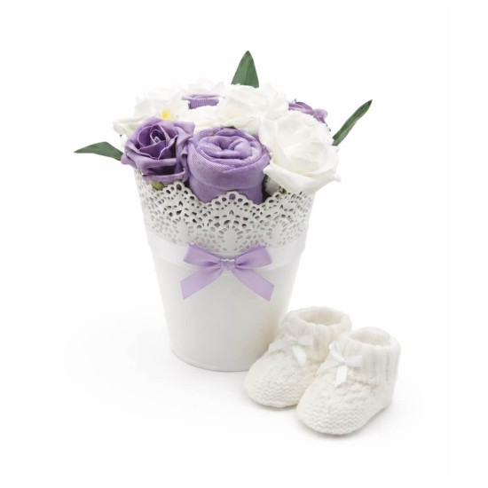 Buchet de flori mov din hainute pentru fetite - 7 piese krbaby.ro